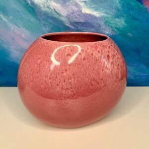 Pink Haeger Ceramic Pottery Vase Indoor Plant Pot Planter Drippy Glaze Vintage